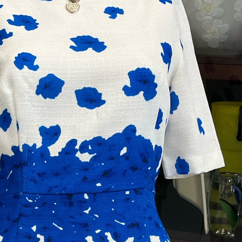 Blue and White Floral Dress